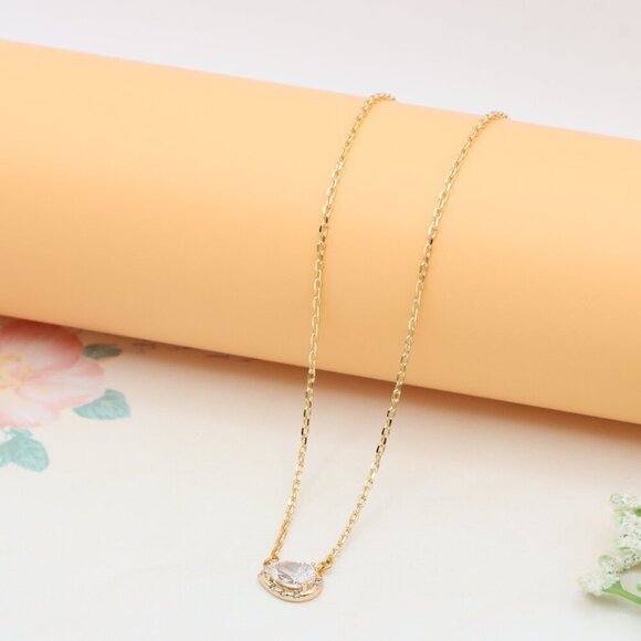 Elegant Rose Gold Necklace with Teardrop CZ Pendant, XPNL0407 - Picture 8 of 12